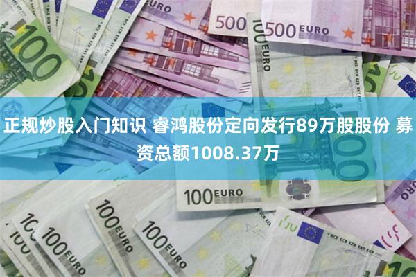 正规炒股入门知识 睿鸿股份定向发行89万股股份 募资总额1008.37万